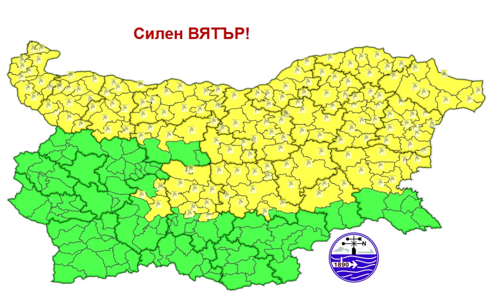 Жълт код за силен вятър в Русе на 13 май