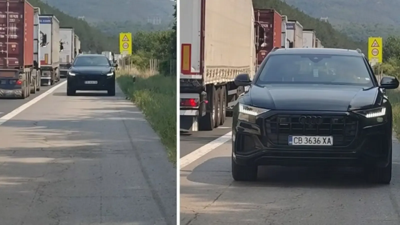 Джип се движи в насрещното по аварийната лента на АМ "Тракия"