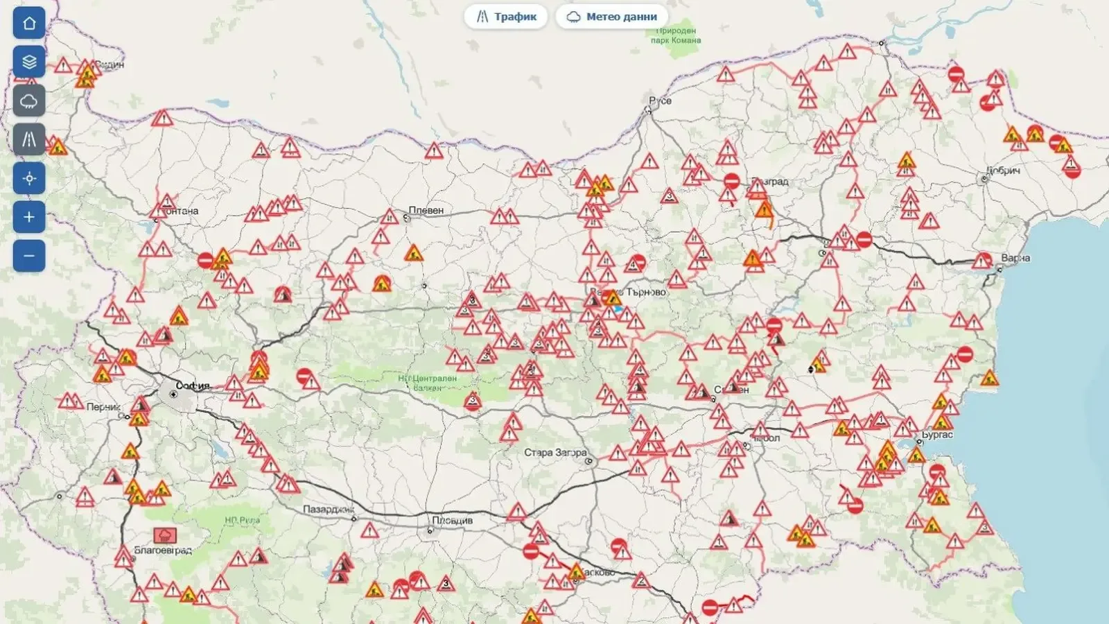 АПИ пусна интерактивна карта с катастрофи, ремонти и ограничения