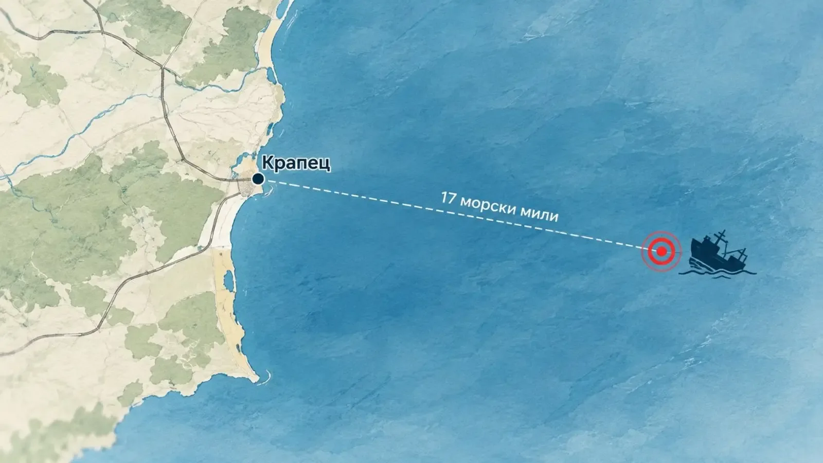 Потопен е втори кораб край Крапец след удар с дронове